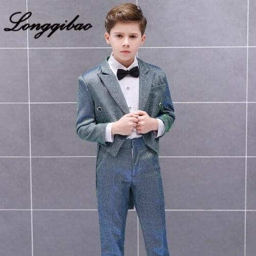 Baby Boy Tuxedo Children Suit Suit Banquet Dress Handsome British Catwalk Piano Costumes Photo Studio Childrens Clothing