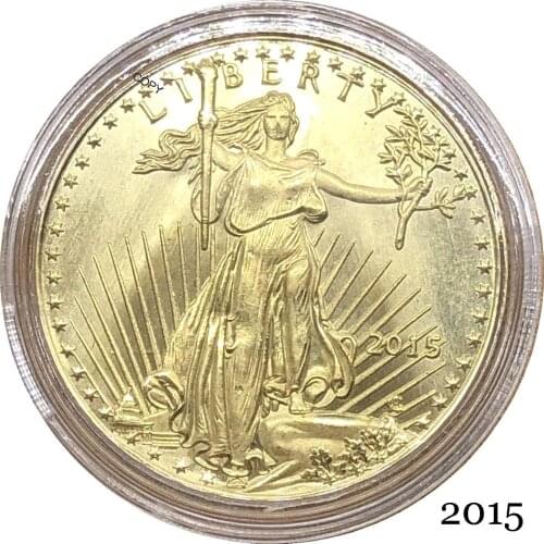 United States Of America Eagle Gold BUllion Brass Metal coins $25 Half Ounce 25 Dollars 2015 Liberty In God We Trust Copy Coin