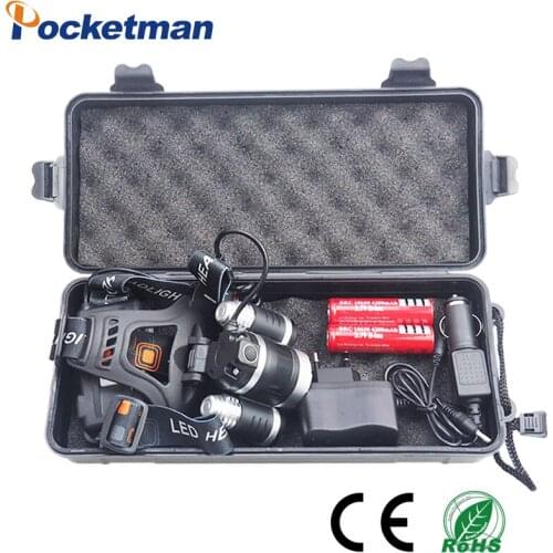 LED Headlamp Zoomable 5000Lm T6 Head Flashlight 4 Mode Waterproof Rechargeable Head Light Forehead Lamp Head Fishing Headlight