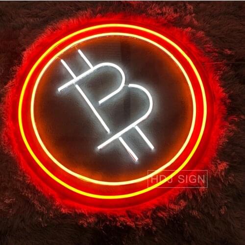 Bitcoin Logo Custom LED Neon Sign Wall decor for Room Beer Bar store pub restaurant Commercial Decor light Creative Gift