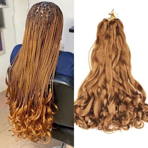 Pre Stretched Braiding Hair Loose Wave Hair Curly Box Braids Crochet Hair Bouncy Braiding Synthetic Hair Extension 22 Inches
