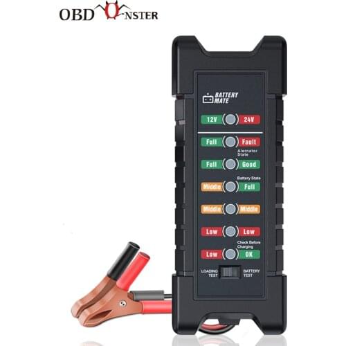 12V 24V Car Battery Tester Quick Cranking tester Alternator 7 LED Light Display Auto Diagnostic Tools 24 Volts Battery Analyze
