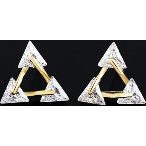 AAA cubic zircon triangle stud earrings fashion Jewelry cute simple student earrings for women vintage wholesale anti allergy