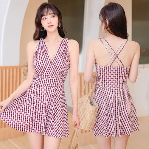 2021 New Fashion One-Piece Swimsuit Ladies' High Waist, Small Chest Gathered To Cover The Belly, Thin Vacation Swimming Wear