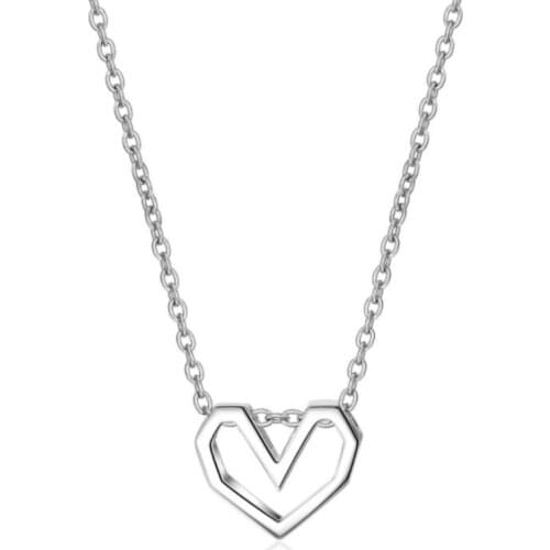 New Fashion Simple Love Korean Style 925 Sterling Silver Jewelry Heart Shaped Hollow Female Exquisite Pendant Necklaces H349