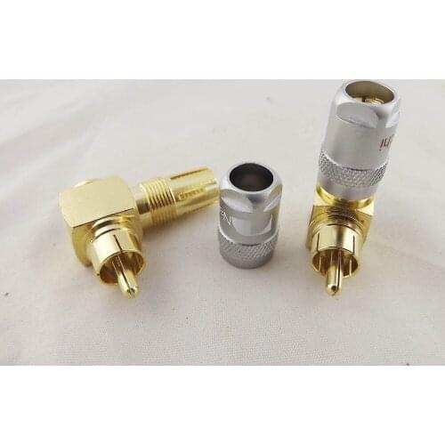 10pairs Gold Nakamichi Copper Right Angled RCA Male Plug Solderless Audio Connector