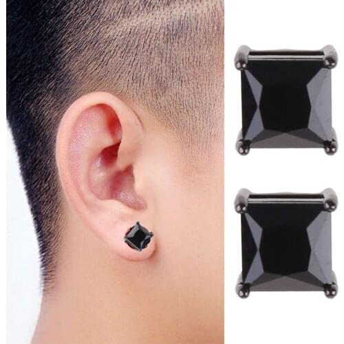 1 Pair Cubic Zircon Clip On Ear Studs Crystal Rhinestone Magnetic Clip Non Piercing Earrings Fashion Jewelry Unisex E56A