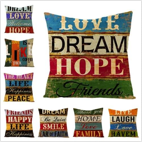 1PC Retro Classic Words Pillow Case Cushion Cover Home Decorative Polyester Linen Sofa Car Seat Throw Pillowcase Funda Cojin