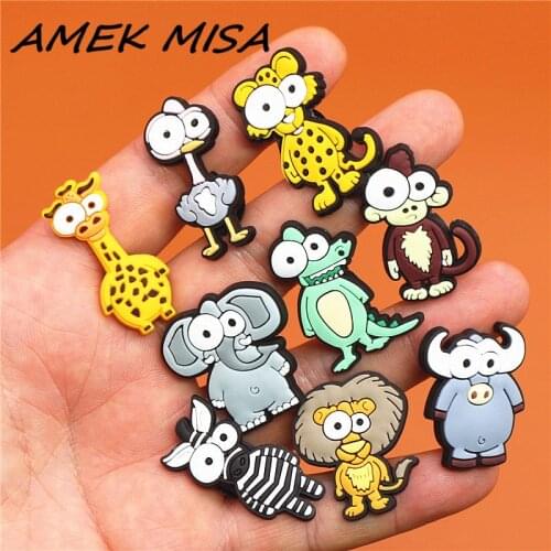 1pcs Funny Animals PVC Shoe Charms Elephant Shoe Accessories Bison Shoes Decoration Buckles Fit Bands Croc JIBZ Kids Gifts U28
