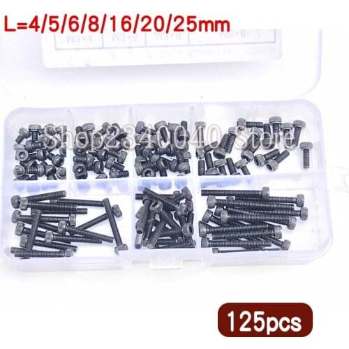 125pcs/set Hex allen Socket Cap Head Screw or Black grade Screws M3*4/5/6/8/16/20/25mm Hex Socket Head Cap Allen Bolt Screw