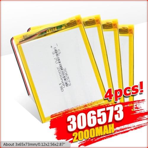 1/2/4 Pcs 306573 2000mAh Li-po Batteries For Remote Control USB Fan Speaker Gamepad Toy GPS 3.7V 306573 Lithium Polymer Battery
