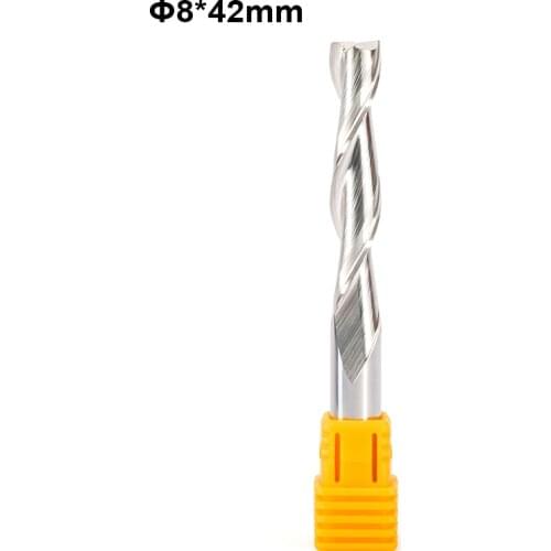 2pcs 8mm x32/42/52mm Shank 2 Flutes Carbide Milling Cutters CNC Router Bit for Wood Acrylic Cutting, Two Flutes MDF End Mills