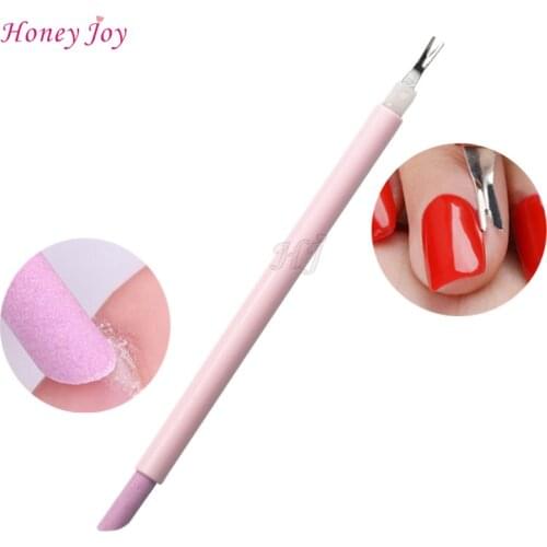 3pcs/lot 2 Ways Scrub Stone Nail Files Pusher Cuticle Cutter Trimmer Remover Manicure Pedicure Scissors Ceramic Grinding Rod