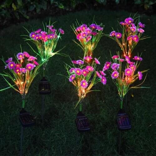 2021 LED Solar Chrysanthemum Lamp Outdoor Garden Decoration Colorful Light Solar Small Wild Flower Landscape Courtyard Lawn Lamp