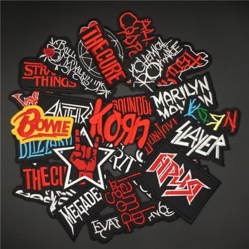 20PCS/Lot Classic Music Metal Rock Band Patches Embroidered Iron Patches for Clothes Stickers Sewing On Jeans jacket