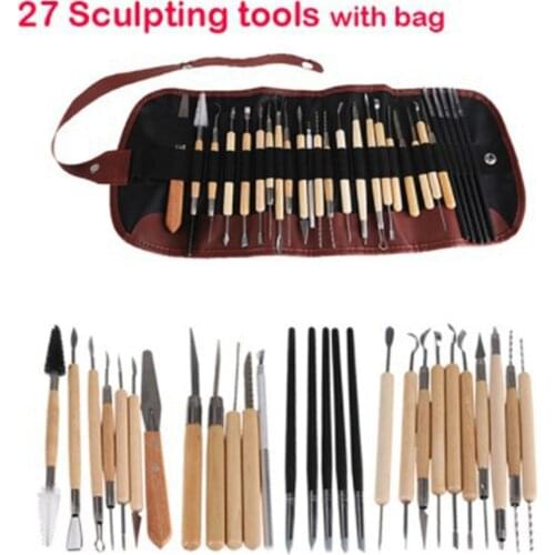 27 pieces/set DIY Art Clay Pottery Tool Crafts Clay Sculpting Tool kit Pottery & Ceramics Wooden Handle Modeling Clay Tools set