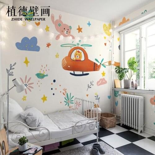 3D Nordic cartoon animal pilot pattern childrens room boy bedroom wallpaper Girl Bedroom decorative mural papel DE parede