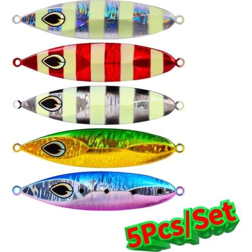 5Pcs/Set 80g 100g 120g Jigging fishing Lure metal jig Spoon pesca Shore Slow japan lures Tackle Fish Bass bait saltwater