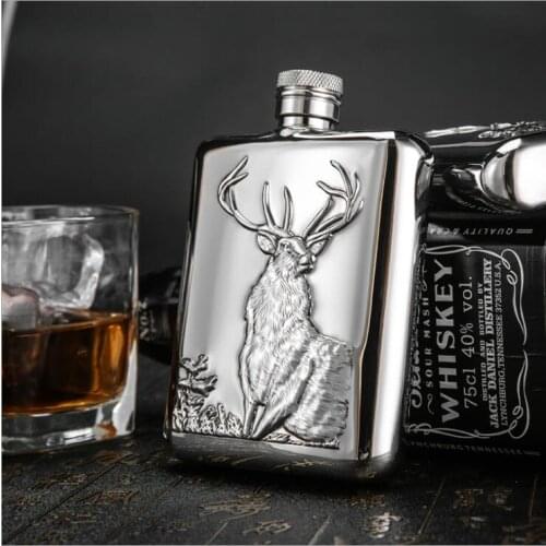 6oz Outdoor 304 stainless steel hip flask animal picture Steel Flask For Travel portable hand made boutique made wine BJJ339