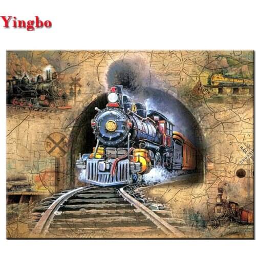 Rhinestones Embroidery Diamond round 5D DIY Diamond Painting Retro train Cross Stitch Mosaic Handicrafts Home Decor Gift