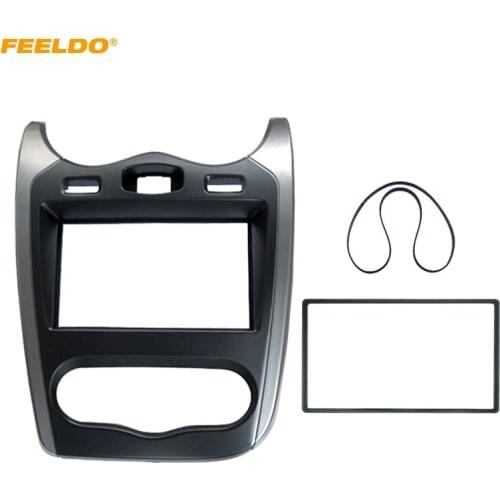 FEELDO Car 2 DIN Stereo Radio Fascia Plate Panel Frame For Renault Sandero 2013 Dash Installation Mount Kit #HQ5211