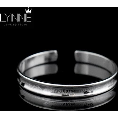Hot Sale Fashion Concave Texture Design Silver Plated Adjustable Bangle Carving Pattern Silver Color Cuff Bracelet Women Jewelry