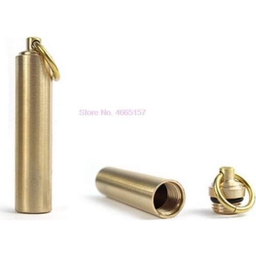 By dhl or ems 200pcs new Brass Waterproof Capsule Seal Bottle EDC Survival Case Container Holder Emergency First Aid Pill Tank