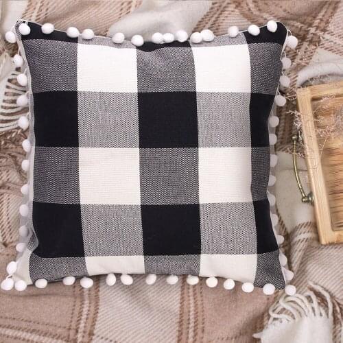 Decorative Throw Pillow Covers Couch Pillows Toss Pillow 45X45cm black Check Pillow Case Home Living