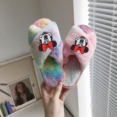 Disney childrens cartoon Mickey Mouse princess non-slip soft-soled cotton shoes student girl adult slippers thickened warm