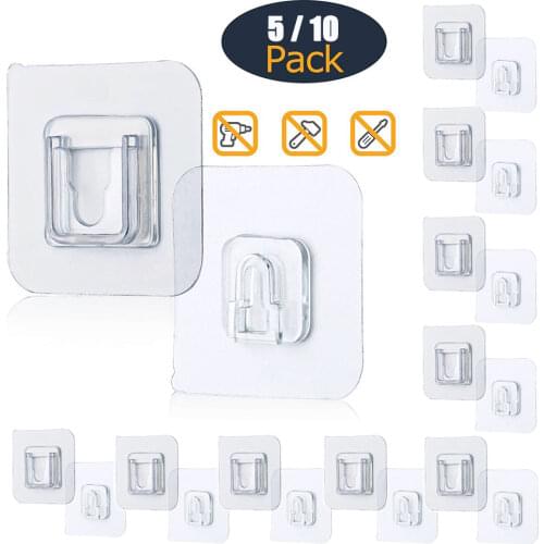 Double-Sided Adhesive Wall Hooks Hanger Strong Transparent Hooks Suction Cup Sucker Wall Storage Holder For Kitchen Bathroo