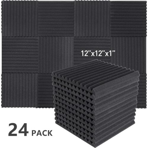 24PCS Sound Foam Sponge 300x300x25mm Studio Acoustic Foam Sound Proofing Protective Sponge Soundproof Absorption Treatment Panel