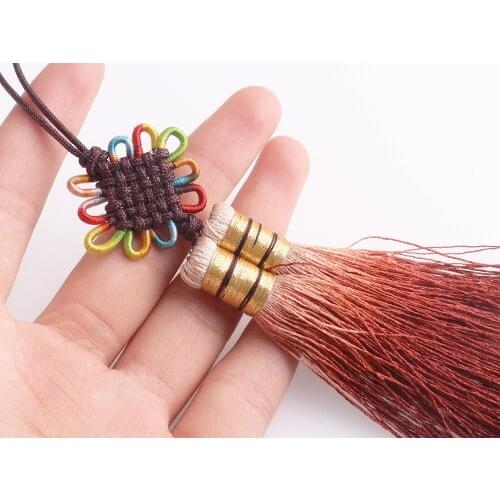 Chinese Knot Tassel,Lucky Knot Tassels Festival Charms Tassel Brown Car Decoration Chinese Knot Charms Handmade Supplies 20cm