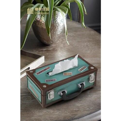 Hand-painted American retro container tissue box wrought iron decoration napkin storage tray