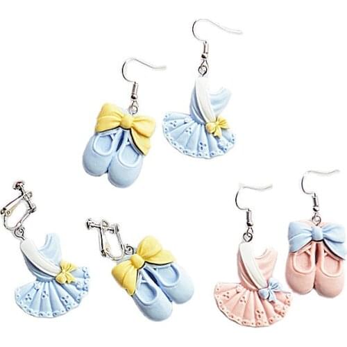 Euro-American Style Classical Creative Ballet Shoes Earrings Sweet Cute Emulational Dancing Unifom Asymmetrical Accessories