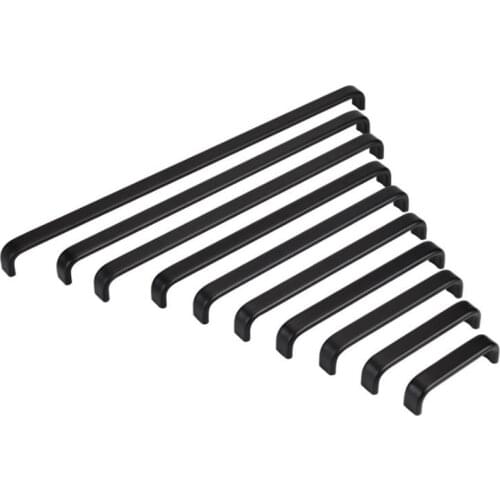 LCH American Style Black Aluminium Alloy Flush Pull Cabinet Handle black finish hole distance 32mm 256mm 448mm Silver Finish