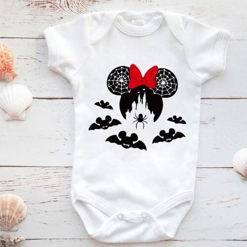 Summer Newborn Romper Aesthetic Punk Minnie Mouse Head Bat Streetwear Top Harajuku Toddler Jumpsuit Halloween Infant Bodysuits