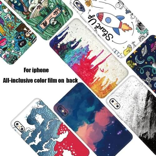 Cute Cartoon Back Stickers For iPhone All series Colorful Phone Protector Skin Film Thin Rear Decorative Sticker