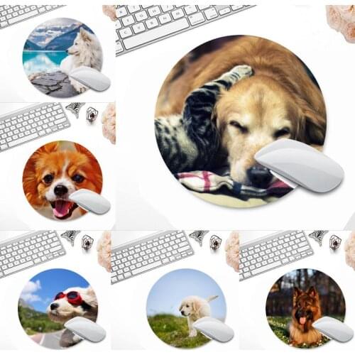 Cute dog Laptop Gaming Mice Mousepad Protect Office Work Round Mouse Mat pad Non-slip Cushion