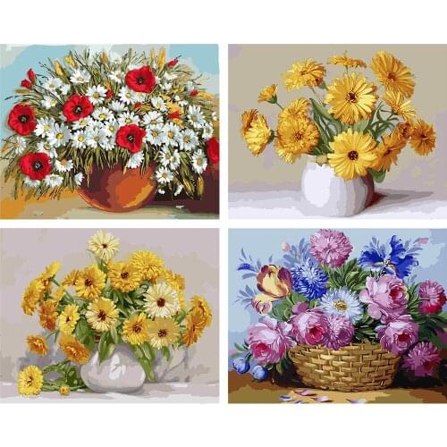 DIY Painting By Numbers Kids ColoringSun Flower Drawing Canvas Wall Art For Adults Photo Frames For Picture Decor For The Home