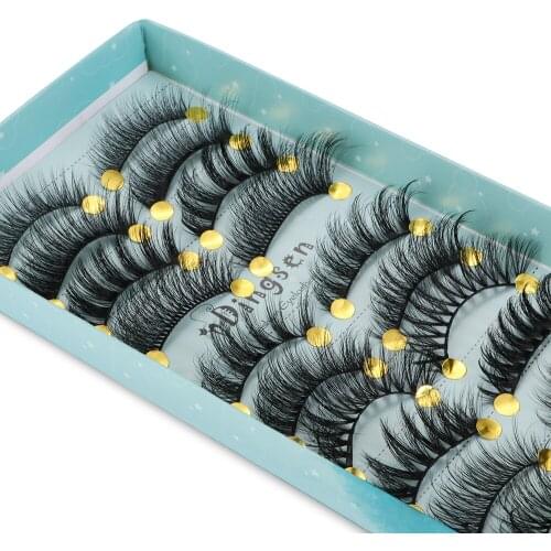 10 Pairs Mixed Styles 3D Faux Mink False Eyelashes Fluffy Wispies Criss-cross Fake Lashes Handmade Eyes Extension Makeup Tools