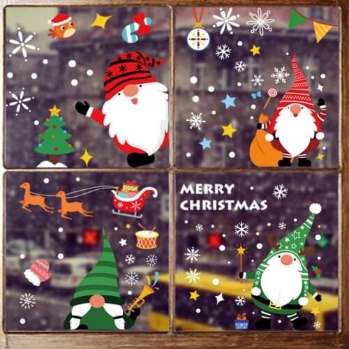 Christmas Style Glass Sticker Exquisite Easy to Apply PVC Adorable Window Sticker Household xmas Santas Elk Static Sticker