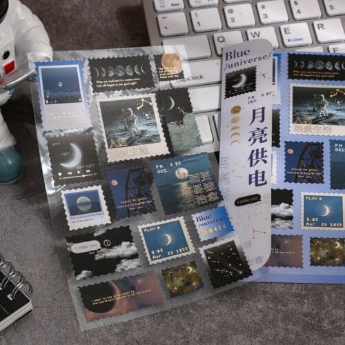 Universe Stamp Sticker Moon Phase Journal Decorative Gold Stickers Scrapbooking diy Stick Label Diary Stationery Album Stickers