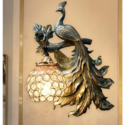 Green Peacock Art Wall Light Bird Lamp Wall Sconce Nordic Modern Lighting Fixtures Home Decor Living Room Bedroom Lamp Luminaire