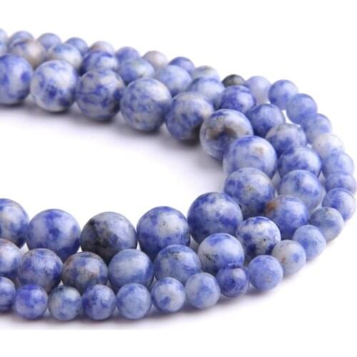 Natural Blue Sodalite stone jaspers beads Round Loose blue spacer Beads For women Jewelry Making bracelet necklace earring gifts