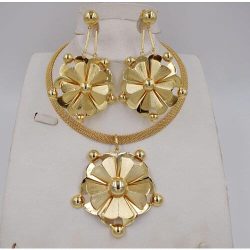 New High Quality Dubai Jewelry Set 3COLO Gold color Nigerian Wedding African Jewelry Sets Parure Bijoux Femme