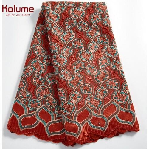 Kalume New Arrival African Cotton Lace Fabric Embroidery Nigerian Swiss Voile Cotton Lace Fabric For Nigerian Dress Party F2307