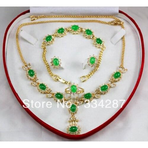 New Listed !Free Shipping 6X8MM Bead Dark green Jades Necklace Bracelet Earring Jewelry Set