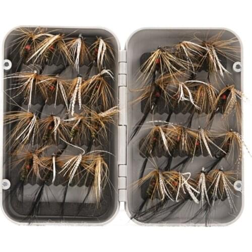 32pcs/box Fly Fishing Lure Flies Trout Lures Dry/Wet Flies Nymphs Ice Fishing Lures Artificial Bait With Waterproof Fishing Box