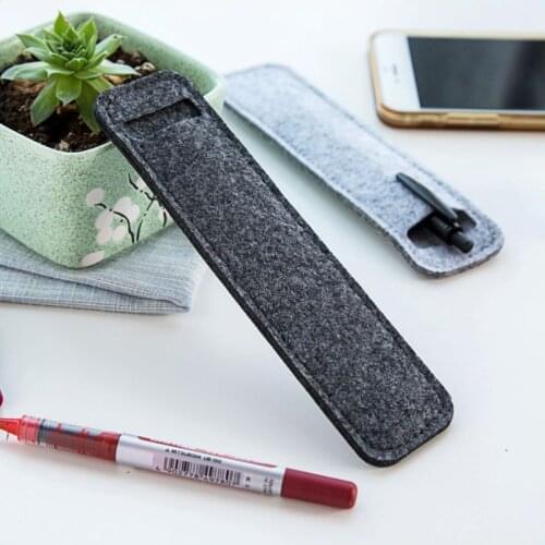 Simple Black Gray Felt Pen Pouch Holder Small Single Pencil Case Bags for Roller Ball Fountain Ballpoint Pens Gifts Supplies
