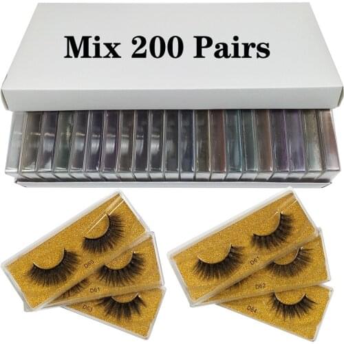 Wholesale Eyelashes 50/100/150/200 Pairs Faux 3D Mink Lashes Natural False Eyelashes Makeup Cilios Thick Mink Eyelashes In Bulk